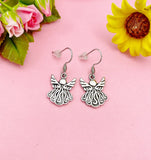 Silver Guardian Angel Wing Earrings, Stainless Steel Hooks