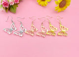 Butterfly Earrings, Gold Silver or Rose Gold Butterfly Charm Earrings, N131K