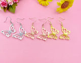 Butterfly Earrings, Gold Silver or Rose Gold Butterfly Charm Earrings, N131K