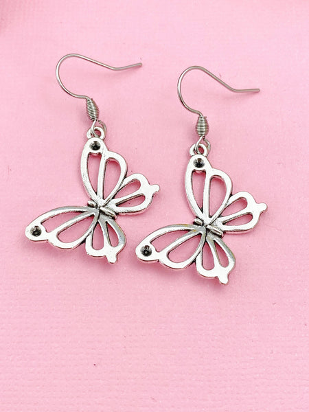 Silver Butterfly Charm Earrings, N131J