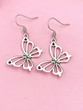 Silver Butterfly Charm Earrings, N131J