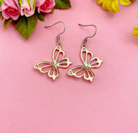 Rose Gold Butterfly Charm Earrings, N131L