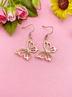 Rose Gold Butterfly Charm Earrings, N131L