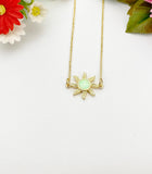 Sunburst Necklace, Gold Sun Opal Necklace, Birthday Gift, N4212