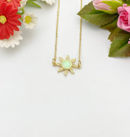Sunburst Necklace, Gold Sun Opal Necklace, Birthday Gift, N4212