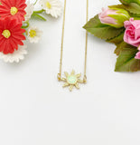 Sunburst Necklace, Gold Sun Opal Necklace, Birthday Gift, N4212