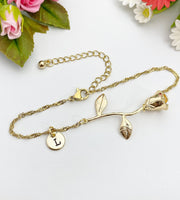 Gold Rose Charm Bracelet, N172T
