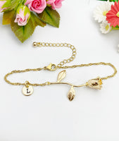 Gold Rose Charm Bracelet, N172T