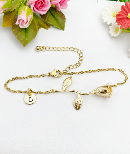 Gold Rose Charm Bracelet, N172T