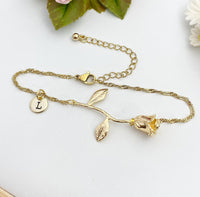 Gold Rose Charm Bracelet, N172T
