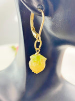 Gold Flower Bud Charm Earrings, Yellow, N5962
