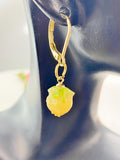 Gold Flower Bud Charm Earrings, Yellow, N5962