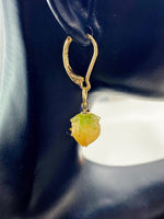 Gold Flower Bud Charm Earrings, Yellow, N5962