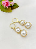 Gold Shell Pearl Charm Earrings, Yellow, N5963