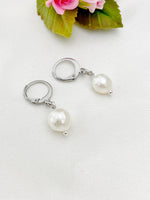 Silver Natural Pearl Potato Charm Earrings, N5965