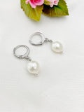 Silver Natural Pearl Potato Charm Earrings, N5965