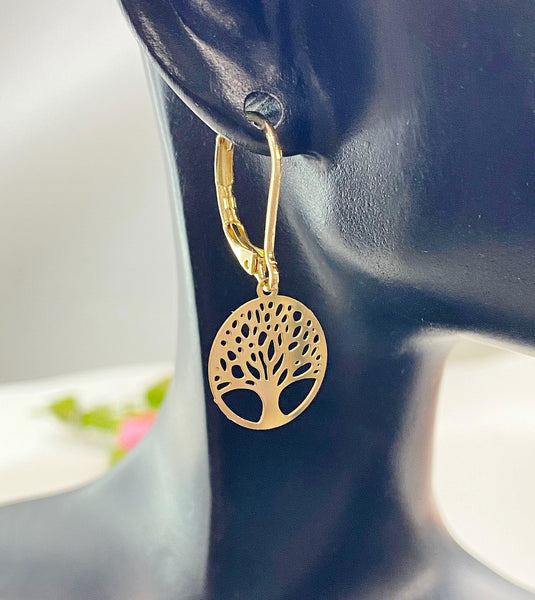 Gold Tree Charm Earrings, N5967