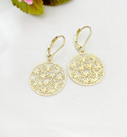 Gold Round Butterfly Charm Earrings, N59668