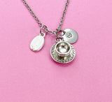 Silver Coffee Bean Charm Necklace, Coffee Charm, Coffee Cup and Saucer Charm, Coffee Gift, Personalized Gift, N50D