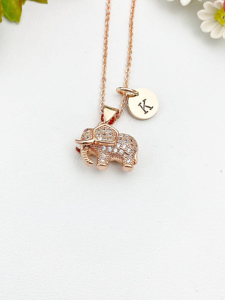 Rose Gold Elephant Charm Necklace, N4453