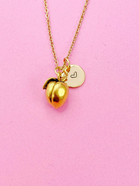 Gold Peach Charm Necklace, N832