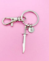 Silver Dagger Charm Keychain, Sword Keychain, N3617