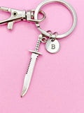 Silver Dagger Charm Keychain, Sword Keychain, N3617