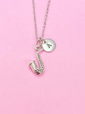 Silver Saxophone Charm Necklace, N1367