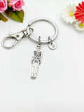 Silver Skeleton Charm Keychain, Personalized Initial Keychain, N449B