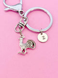 Silver Chicken Rooster Charm Keychain, N782A