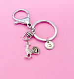 Silver Chicken Rooster Charm Keychain, N782A
