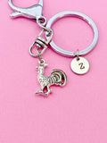 Silver Chicken Rooster Charm Keychain, N782A