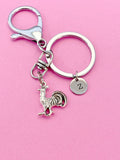 Silver Chicken Rooster Charm Keychain, N782A