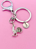 Silver Chicken Rooster Charm Keychain, N782A