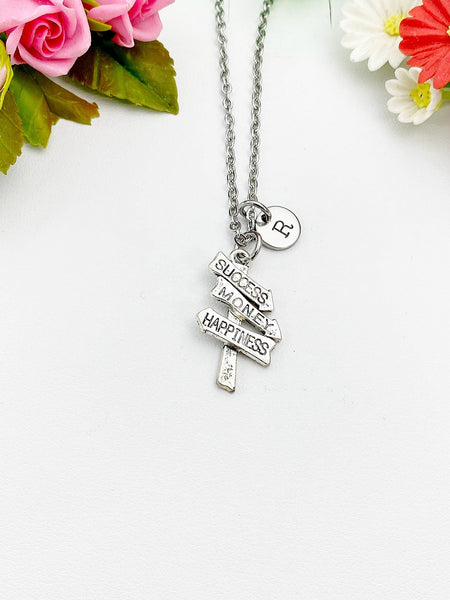 Silver Success Money Happiness Charm Necklace, N5036