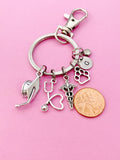 Graduation Keychain, Silver Graduation Cap, Heart Stethoscope, Caduceus, Paw, Initial, Birthstone Charm, Graduation Gift, N5804B