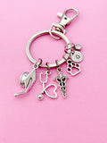 Graduation Keychain, Silver Graduation Cap, Heart Stethoscope, Caduceus, Paw, Initial, Birthstone Charm, Graduation Gift, N5804B