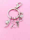 Graduation Keychain, Silver Graduation Cap, Heart Stethoscope, Caduceus, Paw, Initial, Birthstone Charm, Graduation Gift, N5804B