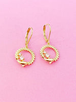 Gold Dolphin Charm Earrings, Birthday Gift, N5218