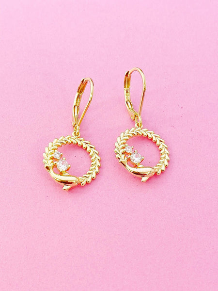 Gold Dolphin Charm Earrings, Birthday Gift, N5218