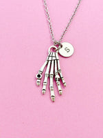 Silver Hand Skeleton Charm Necklace, Hand Skull, Occult Charm, Gothic Charm, Halloween Personalized Gift, N806