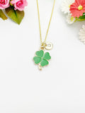 Gold Clover Charm Necklace, Shamrock Charm Necklace, N1047