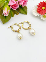 Cultured Pearl Earrings, Cultured Freshwater Pearl Hoop Earrings, Best Christmas Gift for Mom Gift, Aunt Gift, Sister Gift, N3979