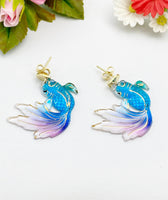 Gold Goldfish Charm Stud Earrings, N5141
