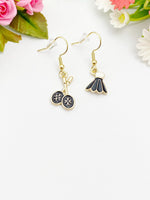 Gold Badminton Earrings, Bat Racket Earrings, Birdie, Shuttlecock Charm, Sport Gift, N3285