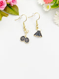 Gold Badminton Earrings, Bat Racket Earrings, Birdie, Shuttlecock Charm, Sport Gift, N3285