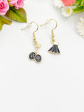 Gold Badminton Earrings, Bat Racket Earrings, Birdie, Shuttlecock Charm, Sport Gift, N3285