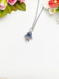 Hamsa Necklace, Evil Eye Necklace, Kabbalah Necklace, Hamsa Charm, Lucky Necklace, N3671A