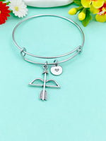 Silver Crossbow Charm Bracelet, Bow Arrow Archery Gift, N2151