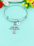 Silver Crossbow Charm Bracelet, Bow Arrow Archery Gift, N2151